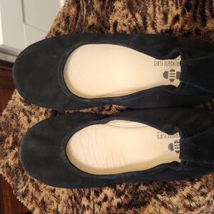 Storehouse Black suede flats, size 8, foldable
